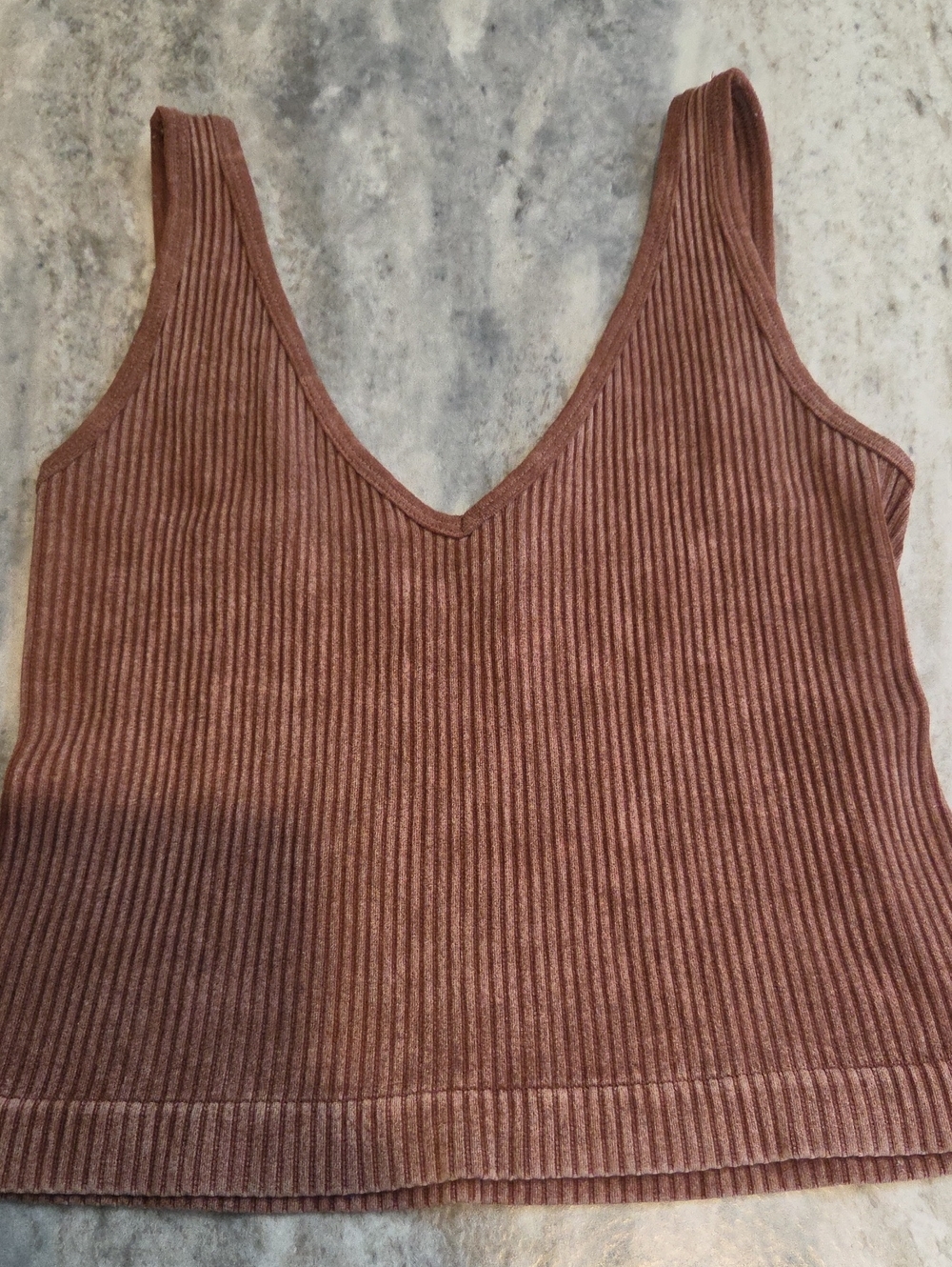 Aura Ribbed V-Neck Tank Top - Chocolate Brown